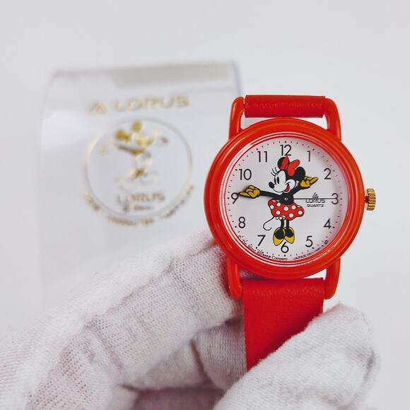 Disney Lorus Minnie Mouse Red VTG Watch New in Box NOS - Picture 2 of 9
